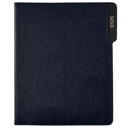Personalized Navy Bonded Leather Padfolio